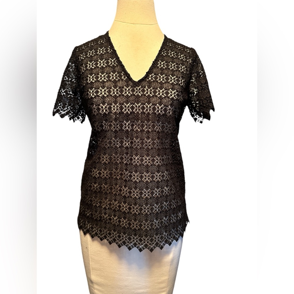 Sandro Black V-Neck Top